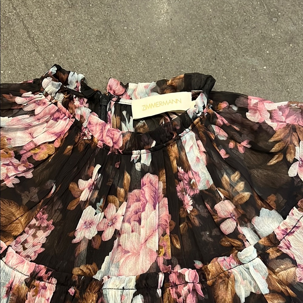 Zimmermann Black Pink Bubble Blouse